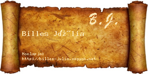 Billes Júlia névjegykártya
